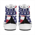 American Cannabis Leaf Flag Print High Top Leather Sneakers