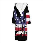 American Cannabis Leaf Flag Print Hooded Bathrobe