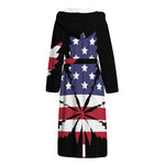 American Cannabis Leaf Flag Print Hooded Bathrobe