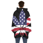 American Cannabis Leaf Flag Print Hoodie Blanket