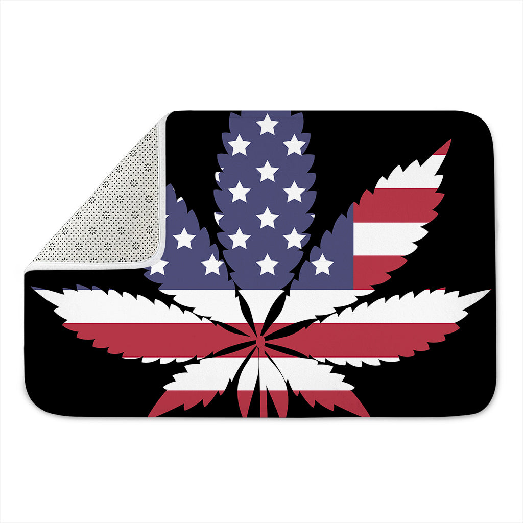 American Cannabis Leaf Flag Print Indoor Door Mat