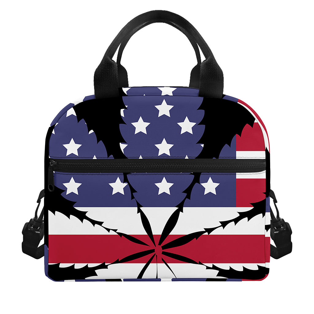 American Cannabis Leaf Flag Print Insulated Lunch Bag