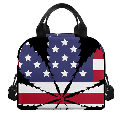 American Cannabis Leaf Flag Print Insulated Lunch Bag
