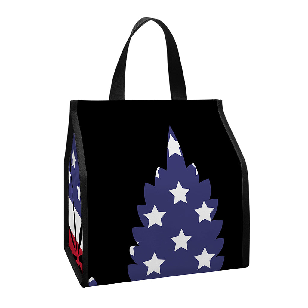 American Cannabis Leaf Flag Print Insulated Lunch Tote