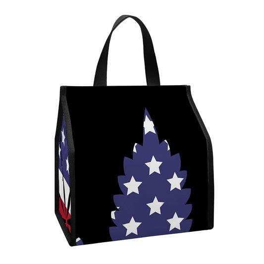 American Cannabis Leaf Flag Print Insulated Lunch Tote