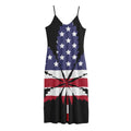 American Cannabis Leaf Flag Print Jersey Midi Cami Dress