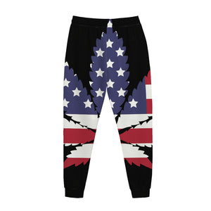 American Cannabis Leaf Flag Print Jogger Pants