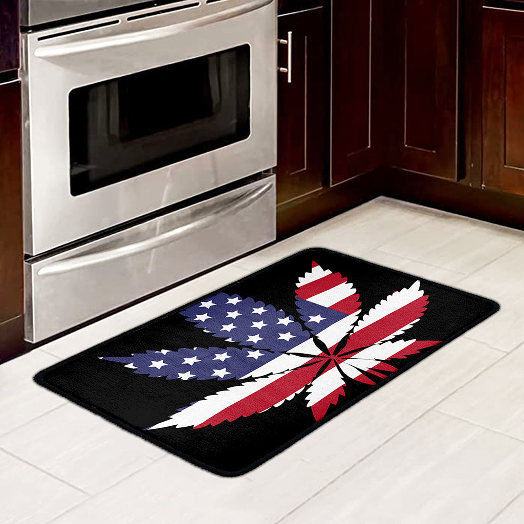 American Cannabis Leaf Flag Print Kitchen Mat