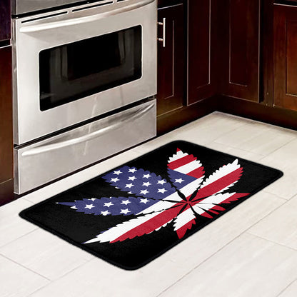 American Cannabis Leaf Flag Print Kitchen Mat
