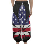 American Cannabis Leaf Flag Print Lantern Pants
