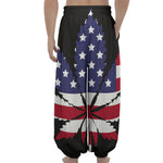 American Cannabis Leaf Flag Print Lantern Pants