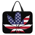 American Cannabis Leaf Flag Print Laptop Sleeve With Handle