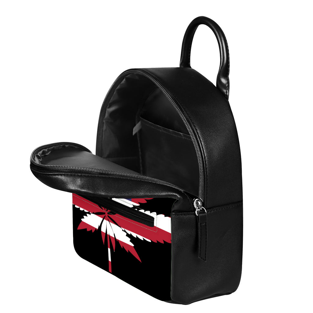 American Cannabis Leaf Flag Print Leather Backpack