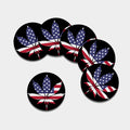 American Cannabis Leaf Flag Print Leather Coaster Set