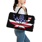 American Cannabis Leaf Flag Print Leather Duffle Bag