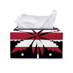 American Cannabis Leaf Flag Print Leather Tissue Box Cover