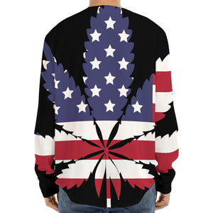 American Cannabis Leaf Flag Print Long Sleeve Baseball Jersey