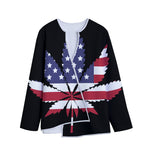 American Cannabis Leaf Flag Print Long Sleeve Short Coat