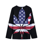 American Cannabis Leaf Flag Print Long Sleeve Short Coat