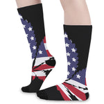 American Cannabis Leaf Flag Print Long Socks