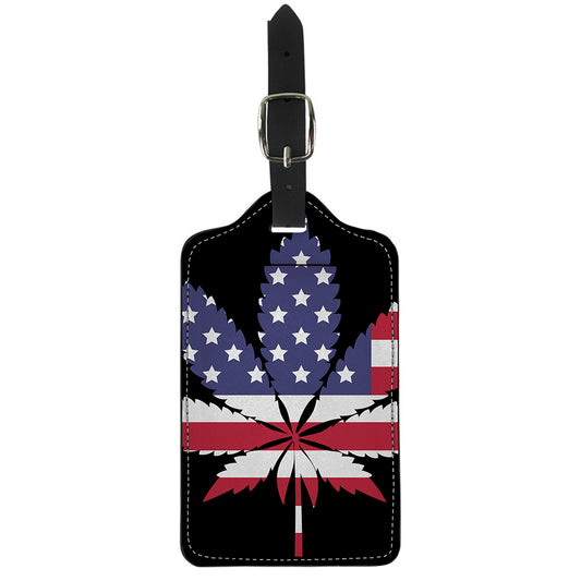 American Cannabis Leaf Flag Print Luggage Tag