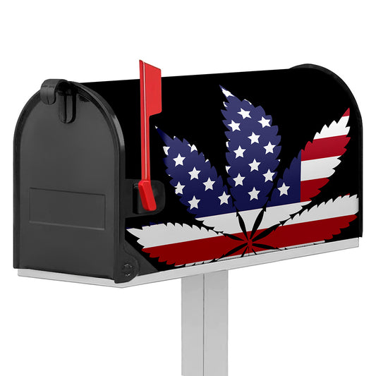 American Cannabis Leaf Flag Print Mailbox Cover