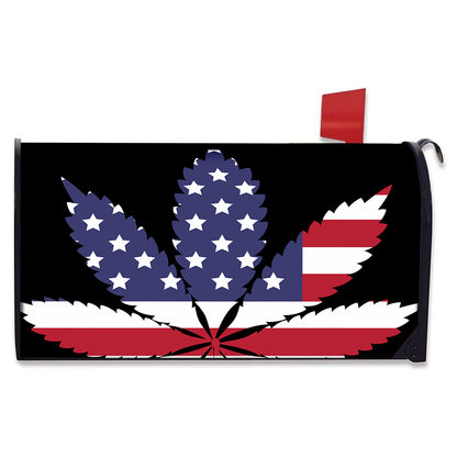American Cannabis Leaf Flag Print Mailbox Cover