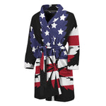 American Cannabis Leaf Flag Print Men's Bathrobe