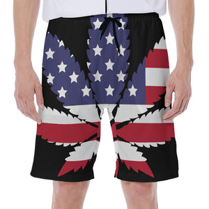 American Cannabis Leaf Flag Print Men's Beach Shorts