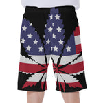 American Cannabis Leaf Flag Print Men's Beach Shorts