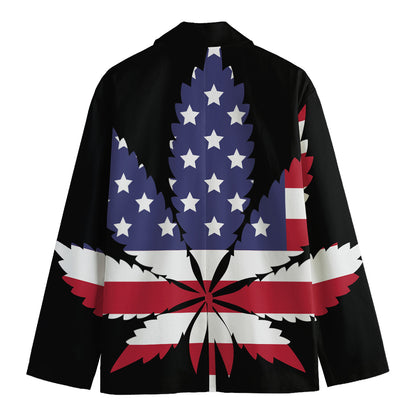American Cannabis Leaf Flag Print Men's Blazer