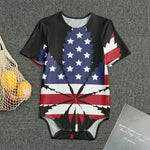 American Cannabis Leaf Flag Print Men's Bodysuit