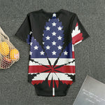 American Cannabis Leaf Flag Print Men's Bodysuit