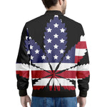 American Cannabis Leaf Flag Print Men's Bomber Jacket