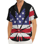 American Cannabis Leaf Flag Print Men's Deep V-Neck Shirt