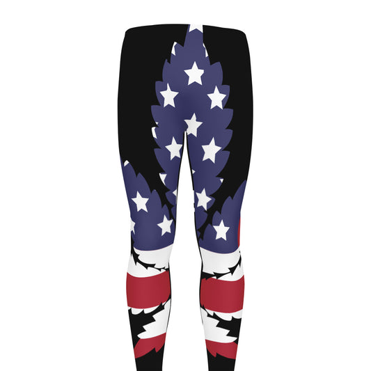 American Cannabis Leaf Flag Print Men's leggings