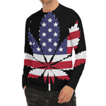American Cannabis Leaf Flag Print Men's Long Sleeve Rash Guard