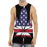 American Cannabis Leaf Flag Print Men's Muscle Tank Top