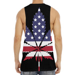 American Cannabis Leaf Flag Print Men's Muscle Tank Top