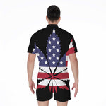 American Cannabis Leaf Flag Print Men's Rompers
