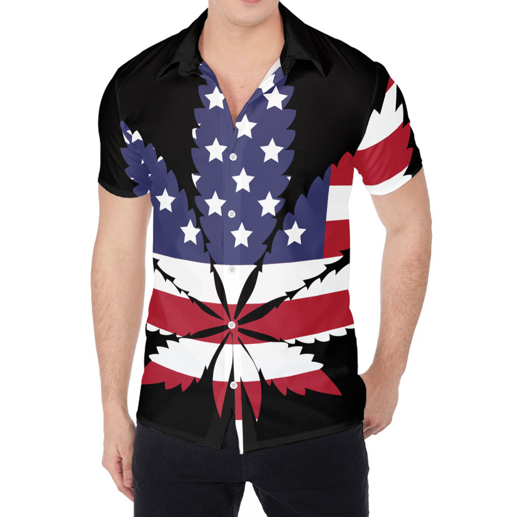 American Cannabis Leaf Flag Print Men's Shirt