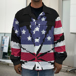 American Cannabis Leaf Flag Print Men's Shirt Jacket