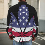 American Cannabis Leaf Flag Print Men's Shirt Jacket