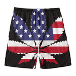American Cannabis Leaf Flag Print Men's Swim Trunks