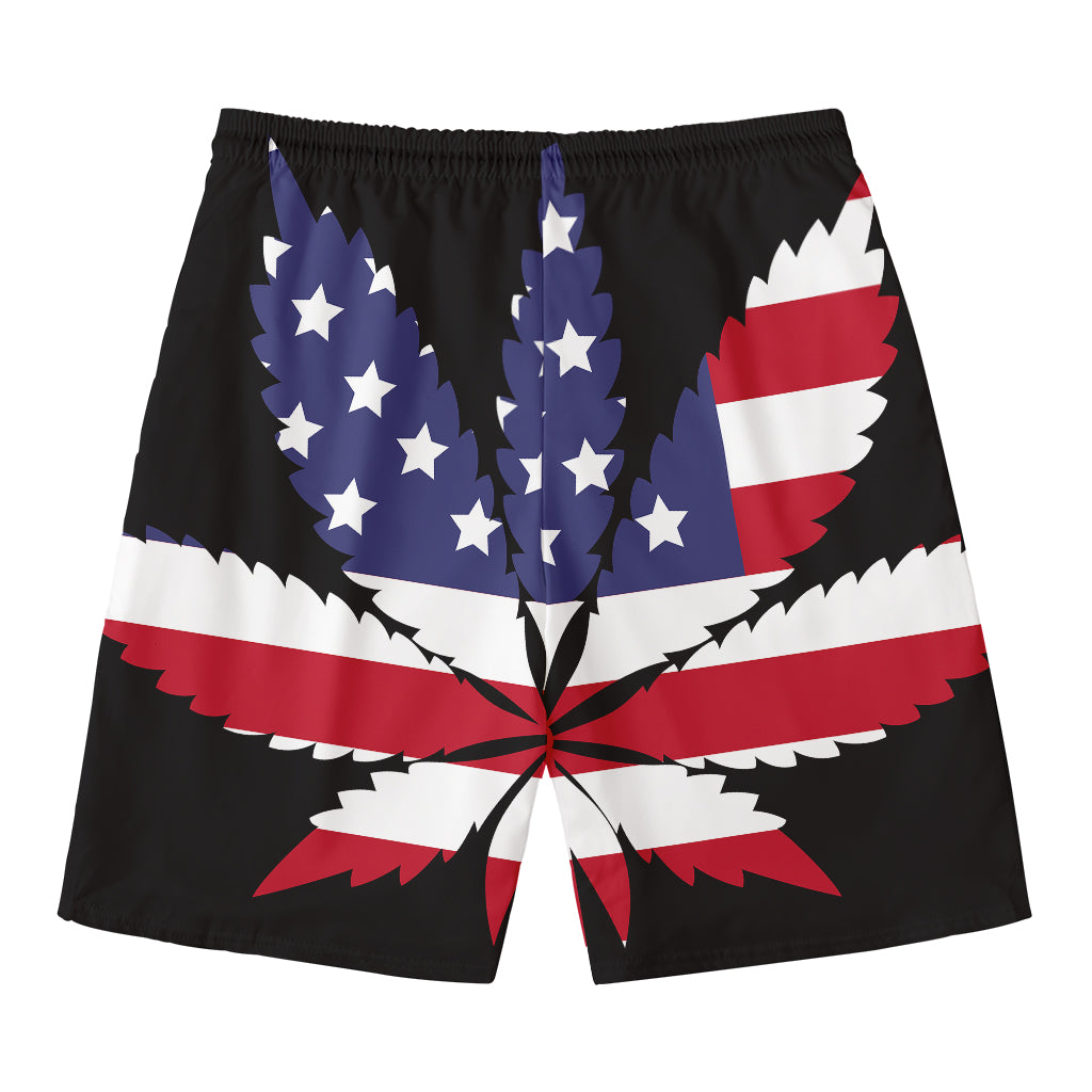 American Cannabis Leaf Flag Print Men's Swim Trunks