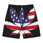 American Cannabis Leaf Flag Print Men's Swim Trunks