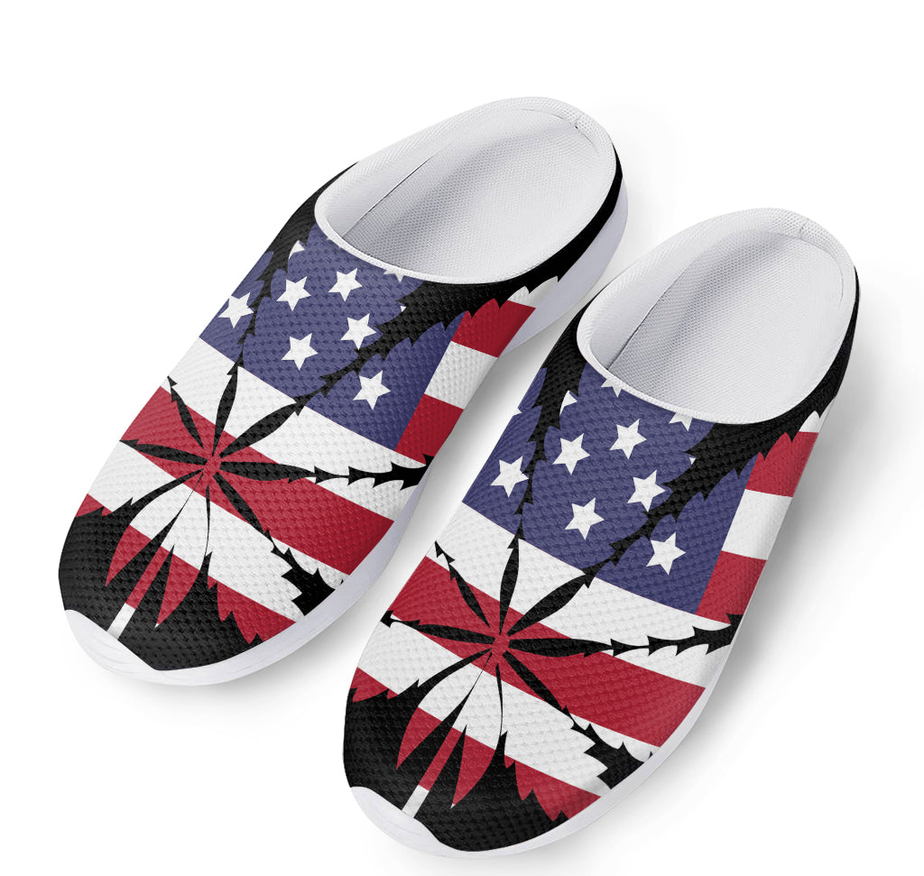 American Cannabis Leaf Flag Print Mesh Casual Shoes