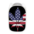 American Cannabis Leaf Flag Print Mesh Laundry Hamper