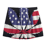 American Cannabis Leaf Flag Print Mesh Shorts