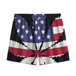 American Cannabis Leaf Flag Print Mesh Shorts